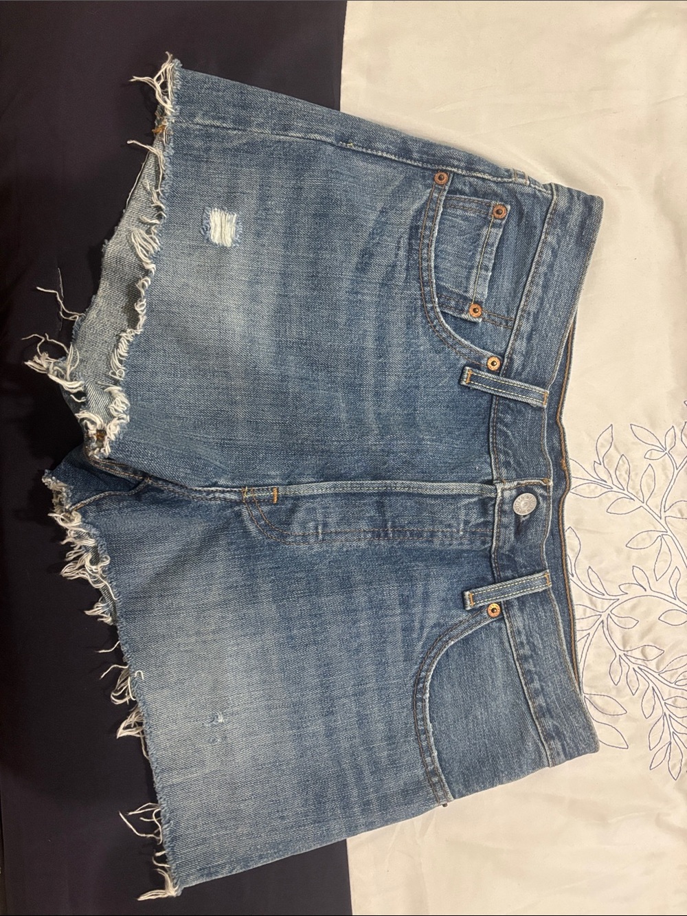 Levi's Distressed Blue Denim Cutoff Shorts